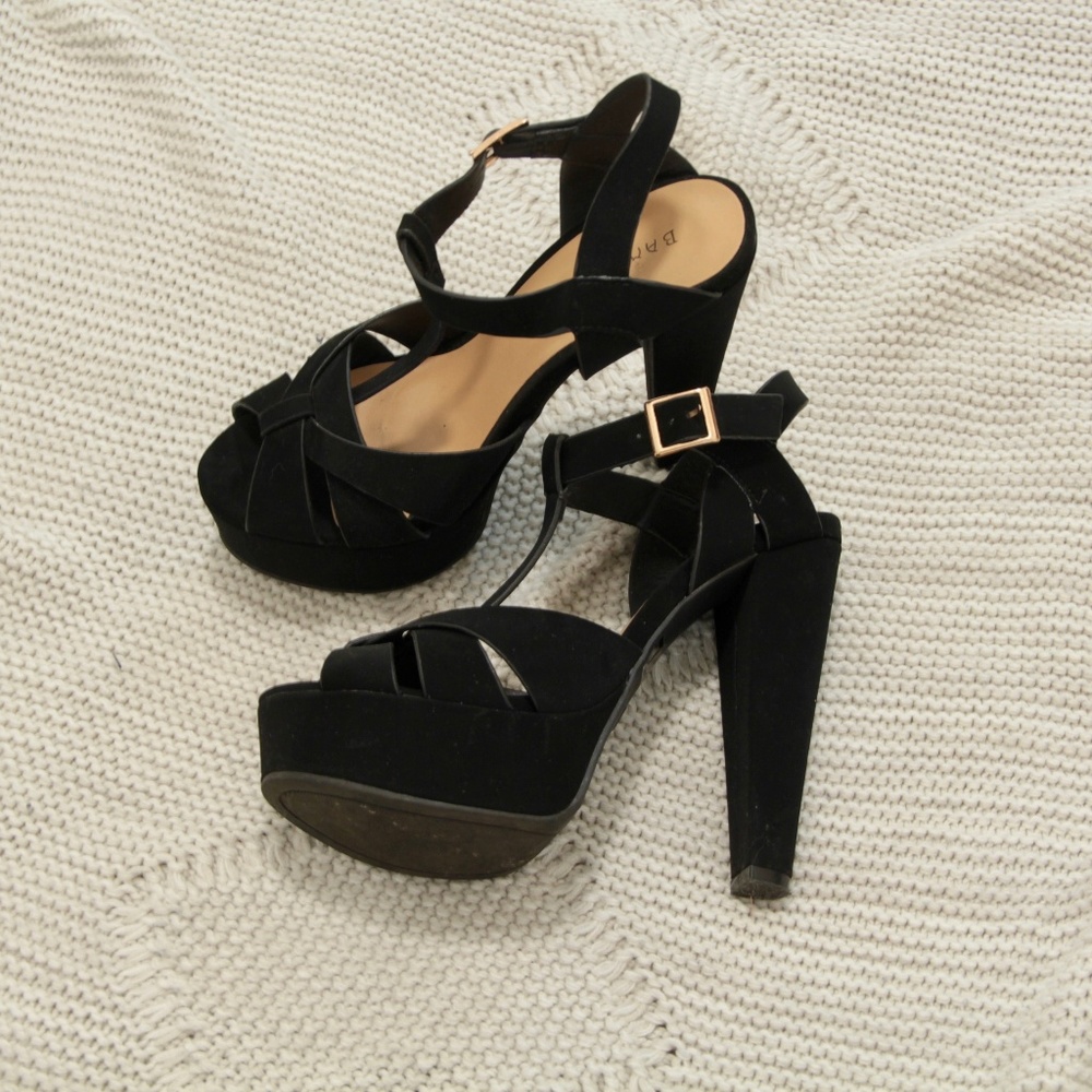 Bamboo chunky platform heel